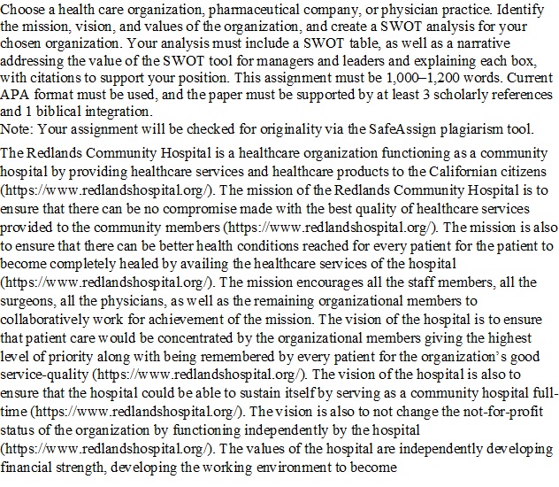 SWOT Analysis Assignment